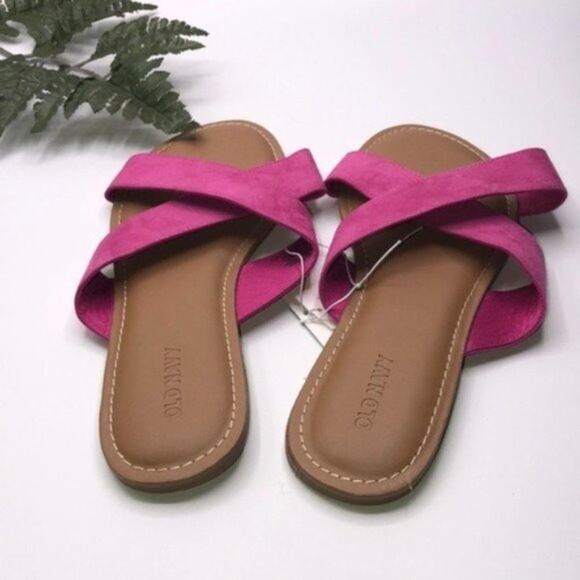 Old Navy Bright Pink Cross Strap Slide size 7 - Picture 9 of 15